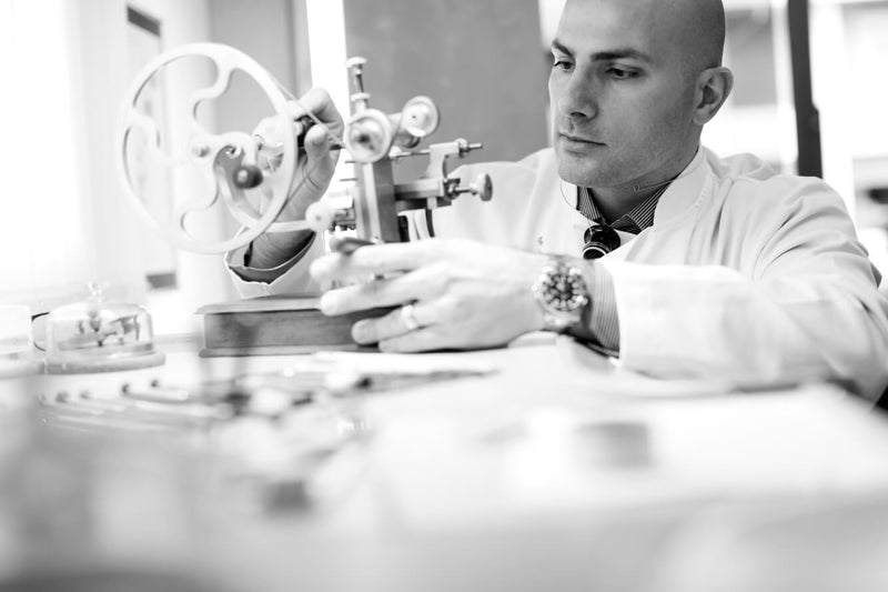 Konstantyn Boyajian, WOSTEP-certified master watchmaker, working in his Cyprus atelier